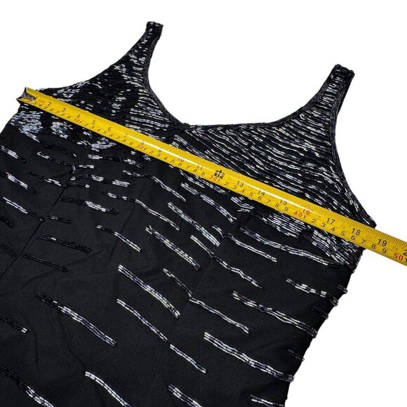 VTG 90s Ikara Beaded Top Sz.10 Black Sleeveless V-Neck Formal Event Gothic Glam - Picture 6 of 10